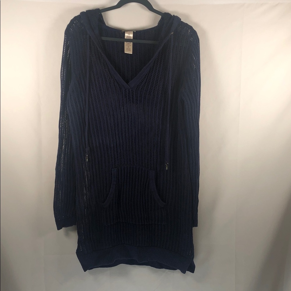 Tommy Bahama Deep Blue Knit Hooded Coverup with Pocket